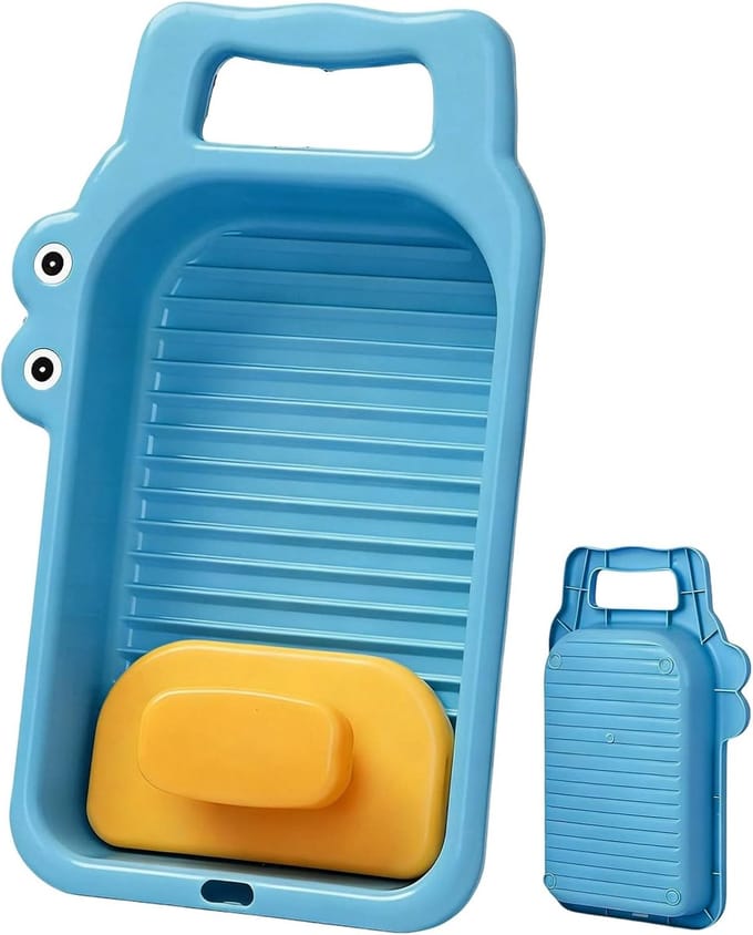 Mini Wasbordje - Handwas Plankje - Ondergoed Wassen - Draagbaar Compact Formaat - 32x18x5 cm - Blauw