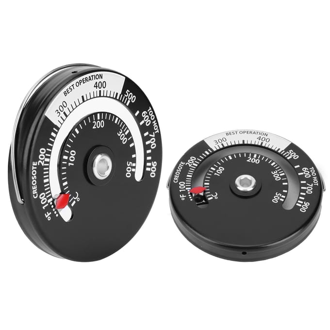2 stuks Magnetische Thermometer Openhaard Oven Temperatuurmeter Keuken Temperatuurmeter gray