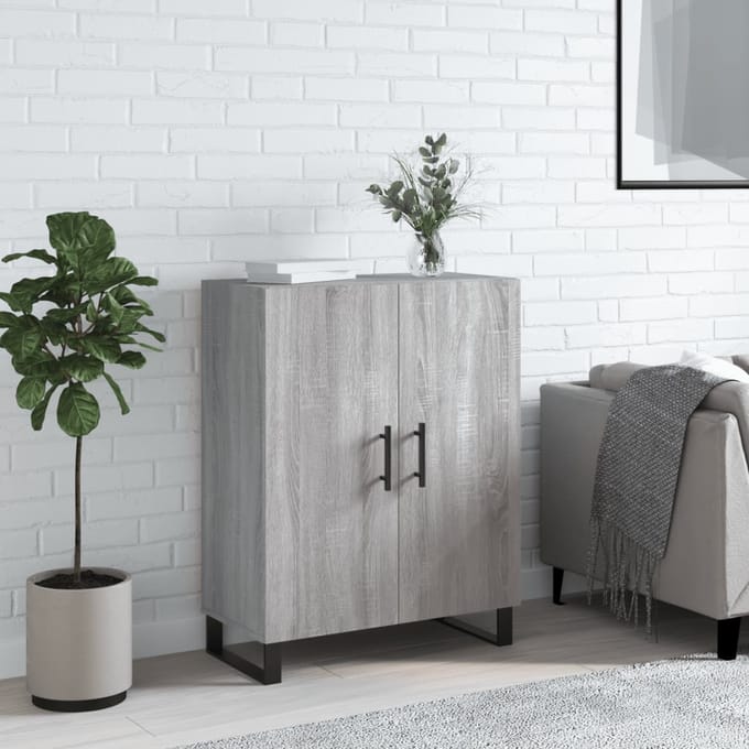 vidaXL - Dressoir - 69,5x34x90 - cm - bewerkt - hout - grijs - sonoma - eikenkleurig