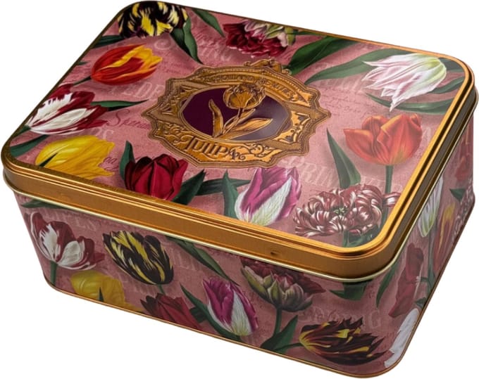 Blik Met Speculaas - Tulpen Rosé - Souvenirs - Holland Cadeau - Per Set