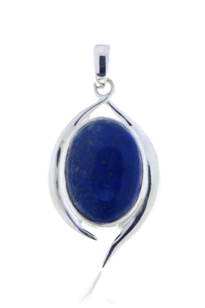 SilverGems Zilveren hanger met ovale cabouchon geslepen Lapis Lazuli edelsteen