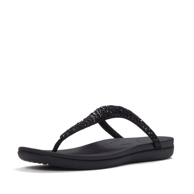 FitFlop Solay Mixed-Crystal Toe-Post Sandals Dames Sandalen - Zwart