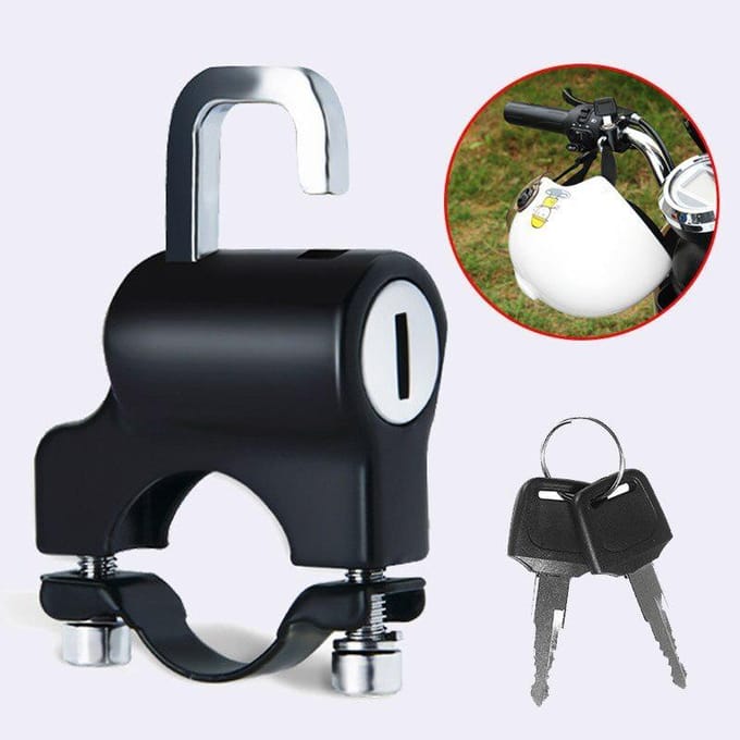 Serrure de casque de moto, serrure fixe antivol universelle pour vélos noir