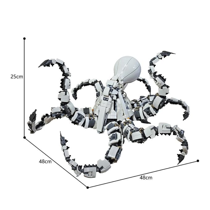 MOC Mechanische Octopus Bouwstenen Model Kit Kleine Deeltjes Assemblage Speelgoed voor Jongens Creatief Cadeau Electronic drawings white