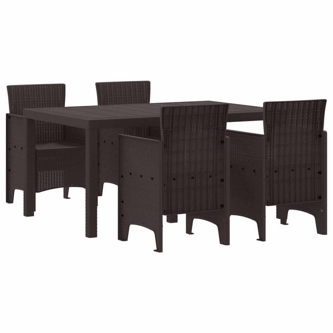 vidaXL - Tuin - Eettafel - Set - 5 - st - Bruin - Polt - riet