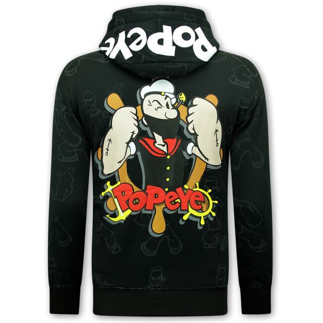 Heren Hoodie met Capuchon - Popeye - Zwart