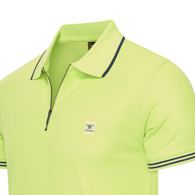 Cappuccino Italia - Heren Polo SS Torino Zip - Groen - Maat M