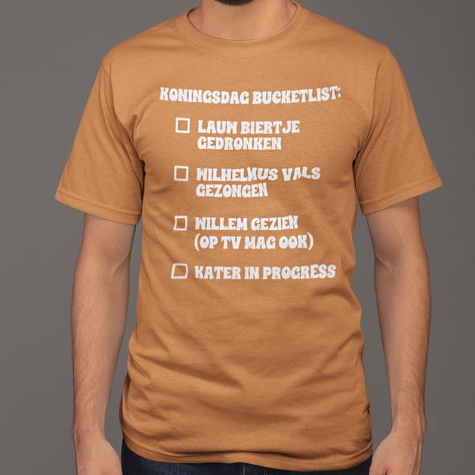 Oranje T-shirt Koningsdag bucketlist S