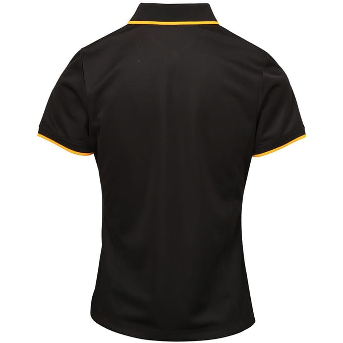 Premier Dames/dames Contrast Coolchecker Poloshirt (Zwart/Zonnebloem)