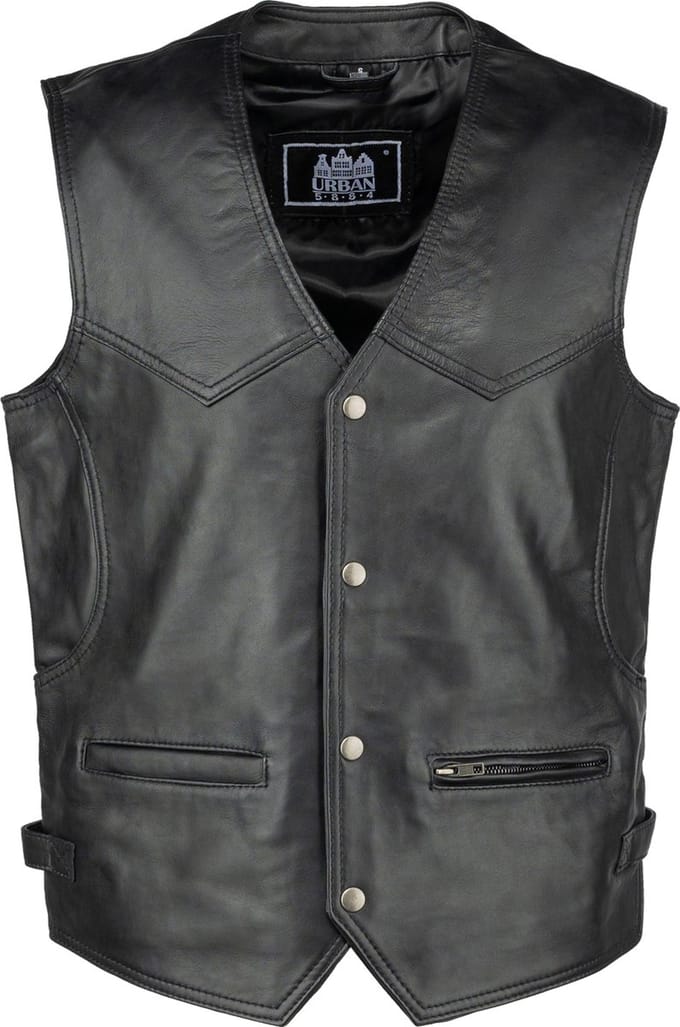 Urban 5884® - Billy - Leren - vest - heren - Zwart- lams leer - gewaxt - Maat L