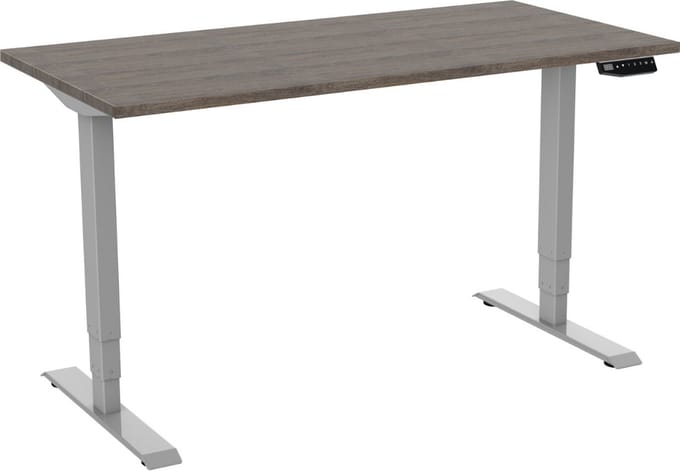 GAME HERO Marvel Bureau Elektrisch Verstelbaar 2 Motorig - 140x80cm - Grijs Frame - Logan Eiken Blad