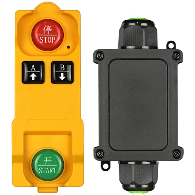 2-knops afstandsbediening en 1-kanaals controller voor waterpomp DC12-80V geel