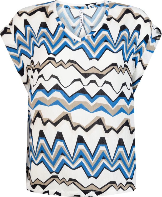 Zoso T-shirt Liselot 242 1010/6000 Strong Blue/multi Dames Maat - S