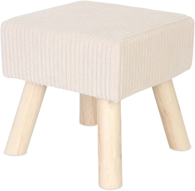 Poef op poten - 30 cm - corduroy - beige