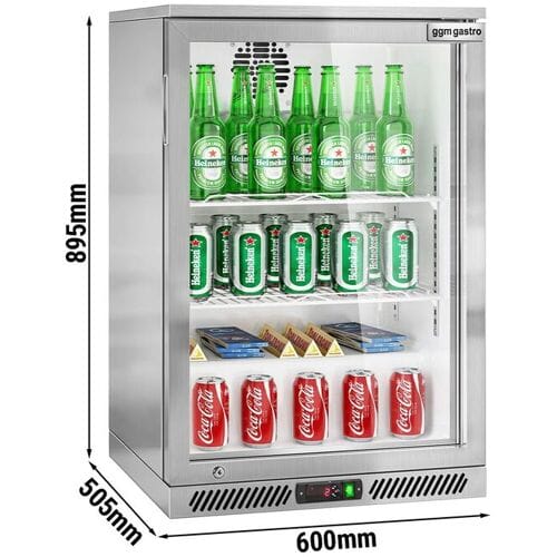 GGM Gastro Barkoelkast - 600mm - 130 Liter - met 1 glazen klapdeur - RVS zilver
