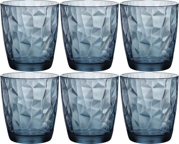 Bormioli Rocco Diamond waterglas - 39 cl - Blauw - Set-6