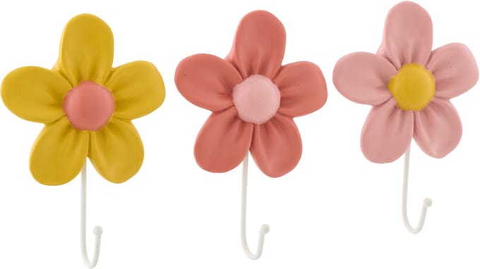 J-Line kapstok Bloem - polyresin - mix - small - doos van 3