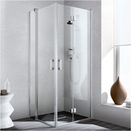 Kermi Liga corner entry swing door with fixed part , half part 100 cm left LIEPL100201AK