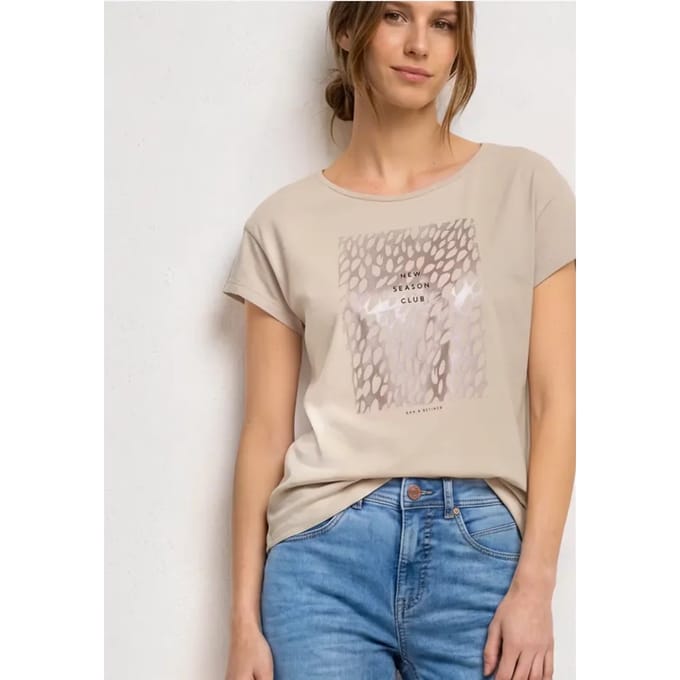 Shirt met ronde hals en folie-details