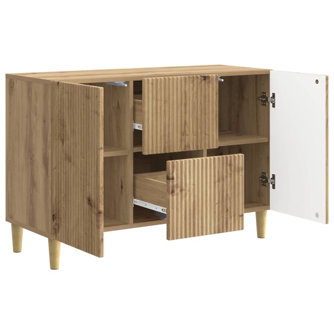 vidaXL - Dressoir - Artisanaal - eiken - 89 - x - 34,5 - x - 60 - cm - Bewerkt - hout