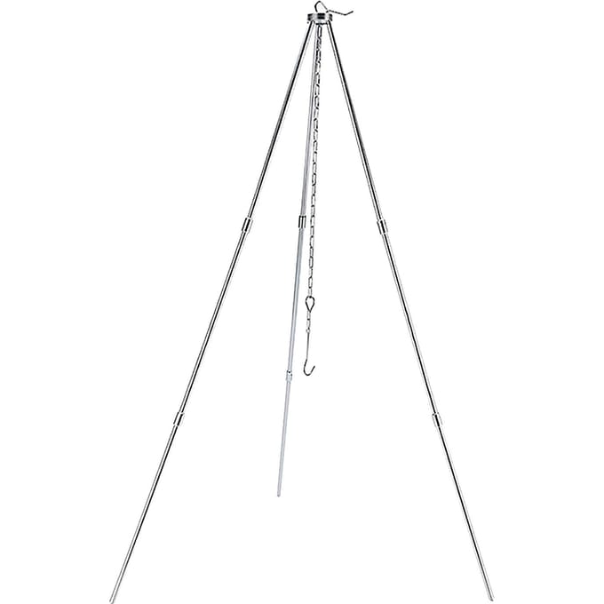 BBQ Statief Frame met Ketting en Haak Opbergtas Verstelbare Hoogte Camping Statief Standaard voor Open zilver