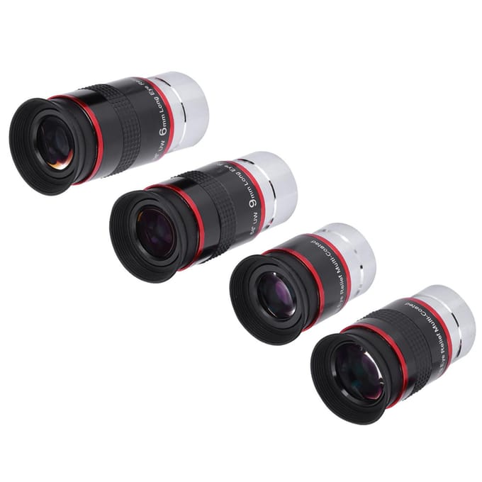 1.25  68 degrees  Ultra Wide Angle FMC Eyepiece Kit 6+9+15+20mm for Astro Telescope black