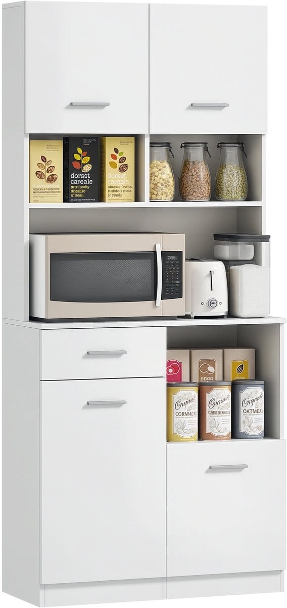 HOMCOM-Küchenschrank-MDF-80L x 35B x 180H cm-Weiß