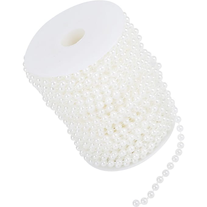 25m rol Slijpende Parel Draad Kralen Sling Sling DIY Bruiloft Decoratie 6mm(wit) wit