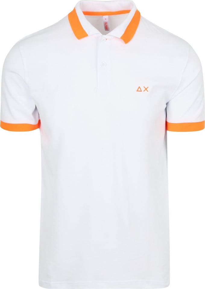 Sun68 Poloshirt Big Stripe Fluo Wit - Maat L - Heren