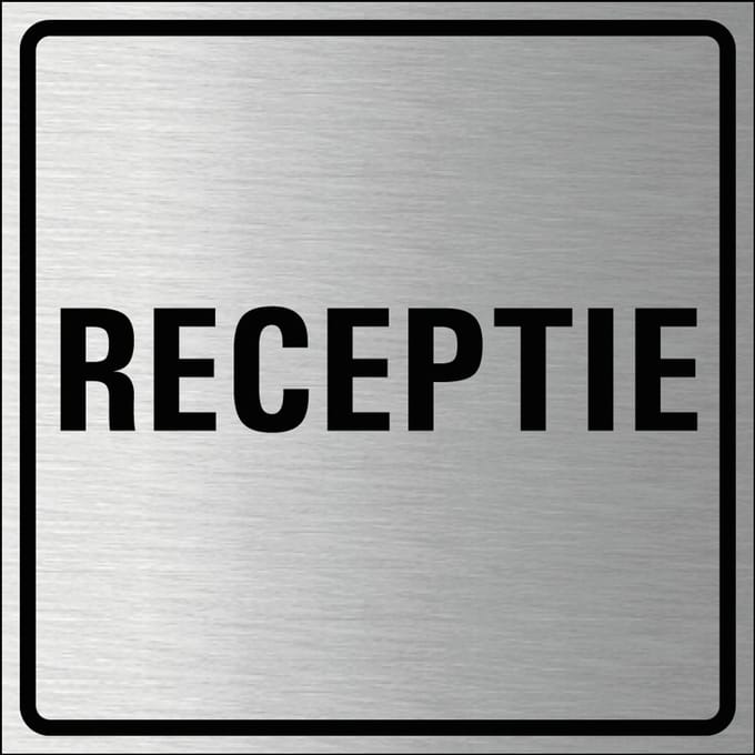 Receptie bordje, geborsteld aluminium 100 x 100 mm