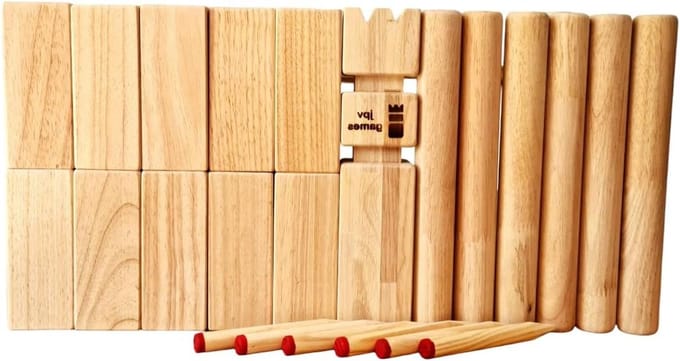 Kubb Set - Werpspel Hout - Buiten Spelen - Toernooi Maat - Maat L - Natuurlijk