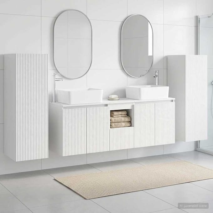 vidaXL - Badkamermeubel - Set - 5 - st - Hoogglans - Wit - 33 - x - 34,5 - x - 100 - cm