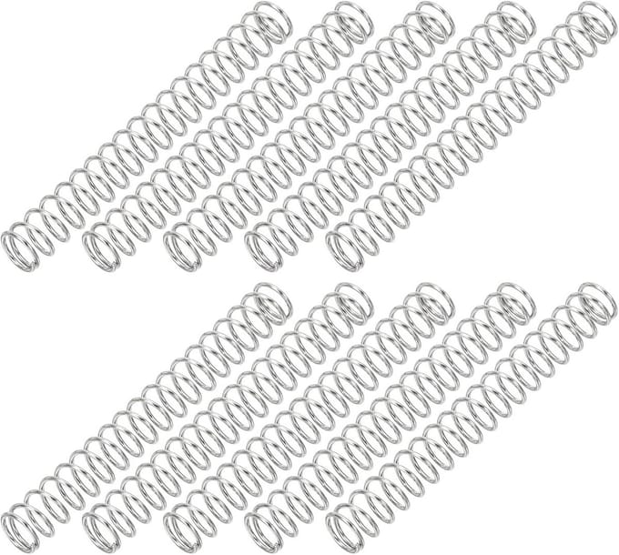 Set van 10 Verlengluchtveren RVS 304 0.5mm Draaddiameter 4mm Buitendiameter 40mm Lengte