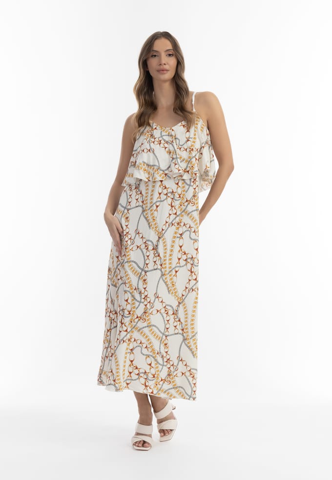 Faina Maxi-jurk met all-over print Dames wit