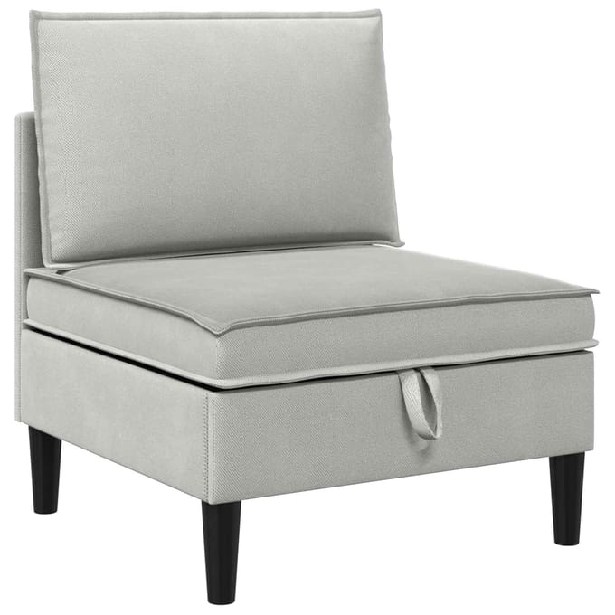 vidaXL - Midden - Sofa - met - Opbergruimte - Lichtgrijs - Fluweel