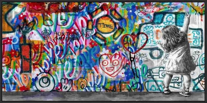 Schilderij popart Frida Banksy