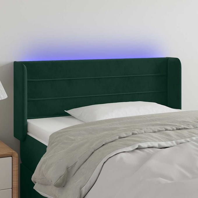 vidaXL - Hoofdbord - LED - 83x16x78/88 - cm - fluweel - donkergroen