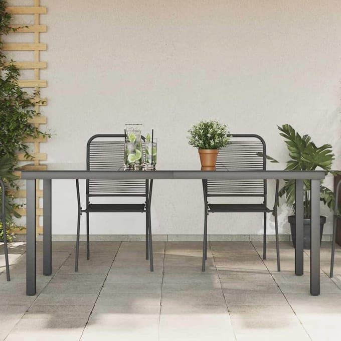 Weerbestendige tuintafel met glasplaat en aluminium frame - 190 x 90 cm