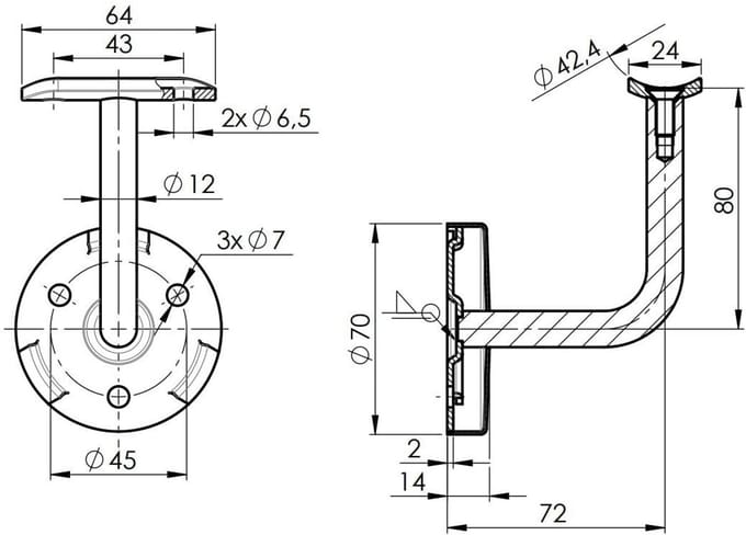 Handrailhouder Set - Trapleuning Bevestiging - Traprenovatie - Cliprosette Systeem - 42.4 mm Diameter - RVS