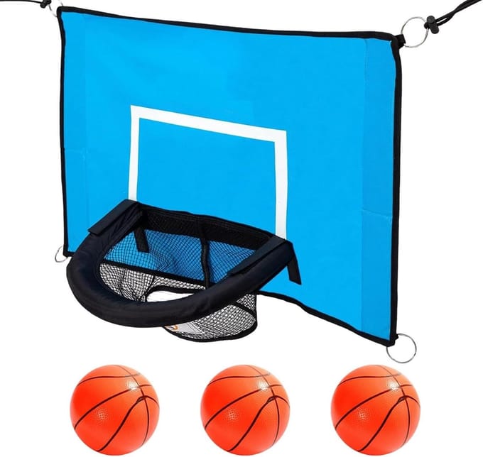 Trampoline Basketbal Hoepel - Kinderen Basketbal Set - Actief Spelen - Verstelbare Hoogte - 45x35cm - Blauw