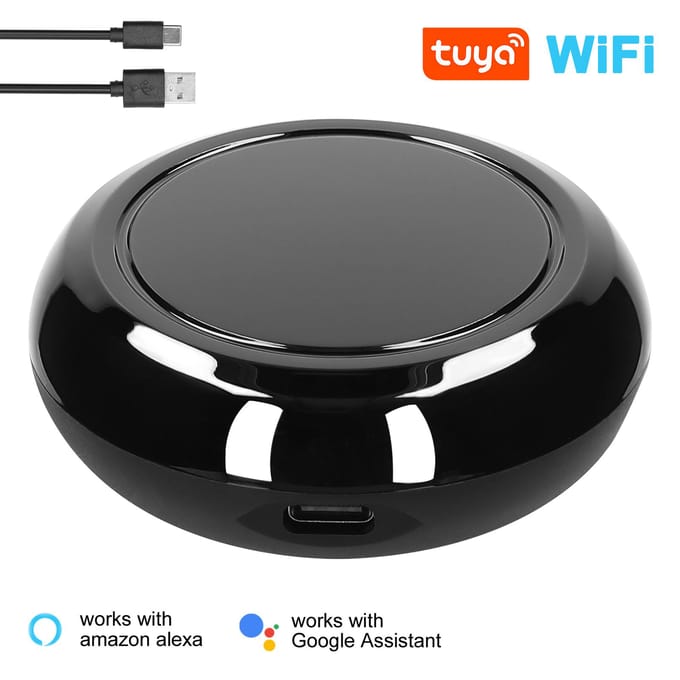 Tuya WiFi IR télécommande universelle avec capteur de température et d'humidité tout-en-un sans fil Without Sensor noir