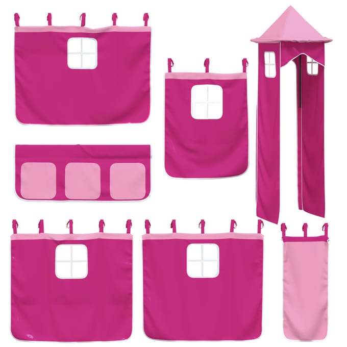 vidaXL - Gordijnen - voor - hoogslaper - met - tunnel - polyester - roze
