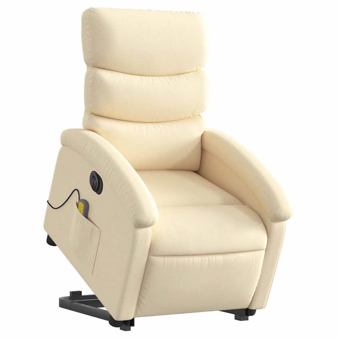 vidaXL - Sta-op-massagestoel - elektrisch - verstelbaar - stof - crèmekleurig