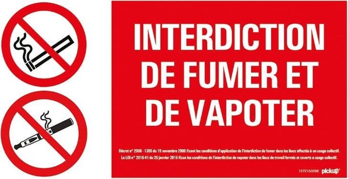 Pickup bord panneau 30x15 cm - Interdiction de fumer et de vapoter