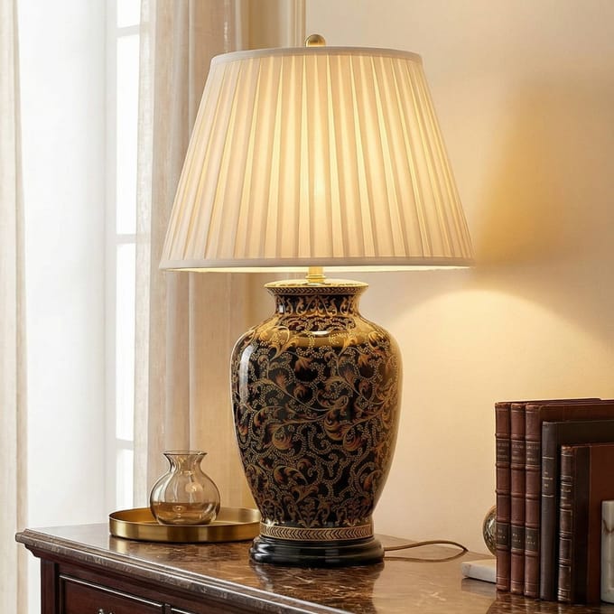 Moderne Tafellamp - Steady Lighting - Kunststof - Modern - E27 - L: 46cm - Voor Binnen - Woonkamer - Eetkamer - Goud