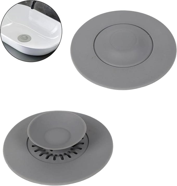 Wasbakplug set van 2 - Flexibel silicone - Haarfilter functie - Universele afvoerstopper - ShopVlot
