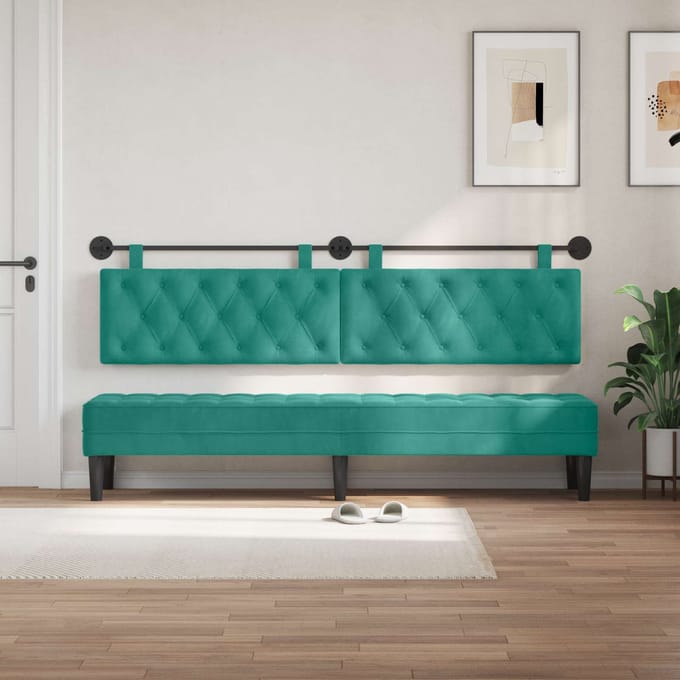 vidaXL - Hangend - hoofdbord - Turquoise - Fluweel