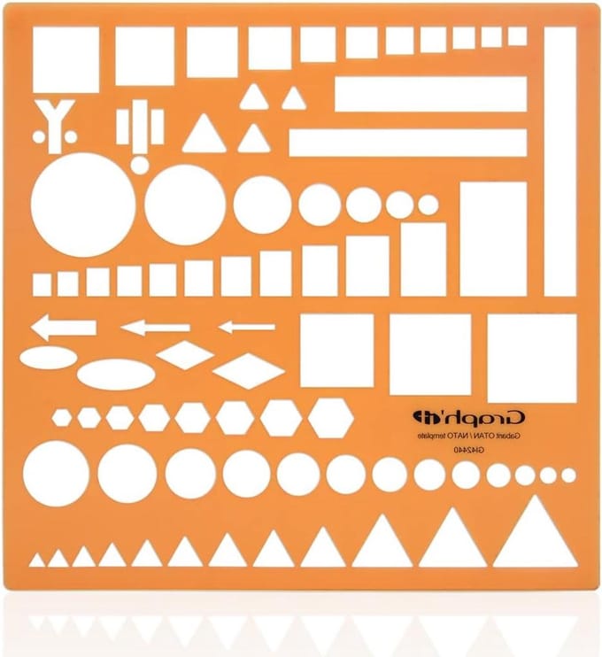 Normograaf Sjabloon - Geometrisch Tekenen - Kaarten Maken - 87 Vormen - 15.5 cm - Transparant