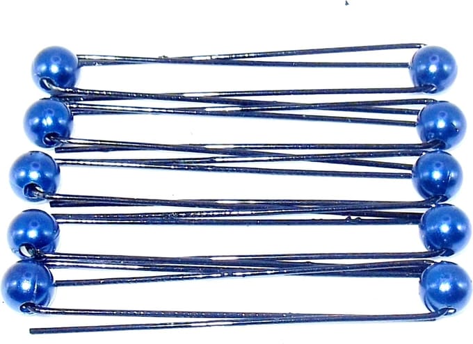 Schuifspelden zwart met donkerblauwe parel per 10 stuks.