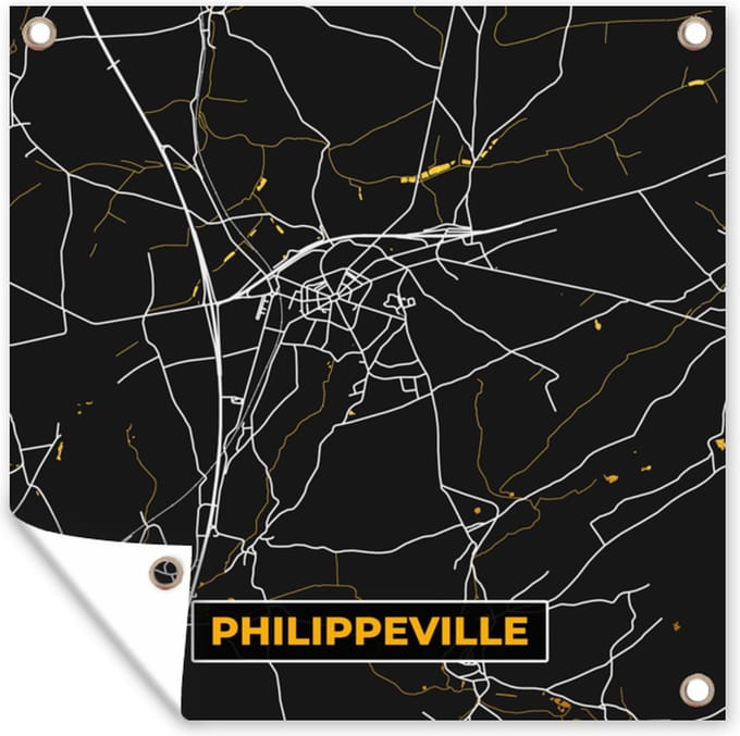 Tuindoek Goud - Philippeville - Plattegrond - Kaart - Stadskaart - 100x100 cm